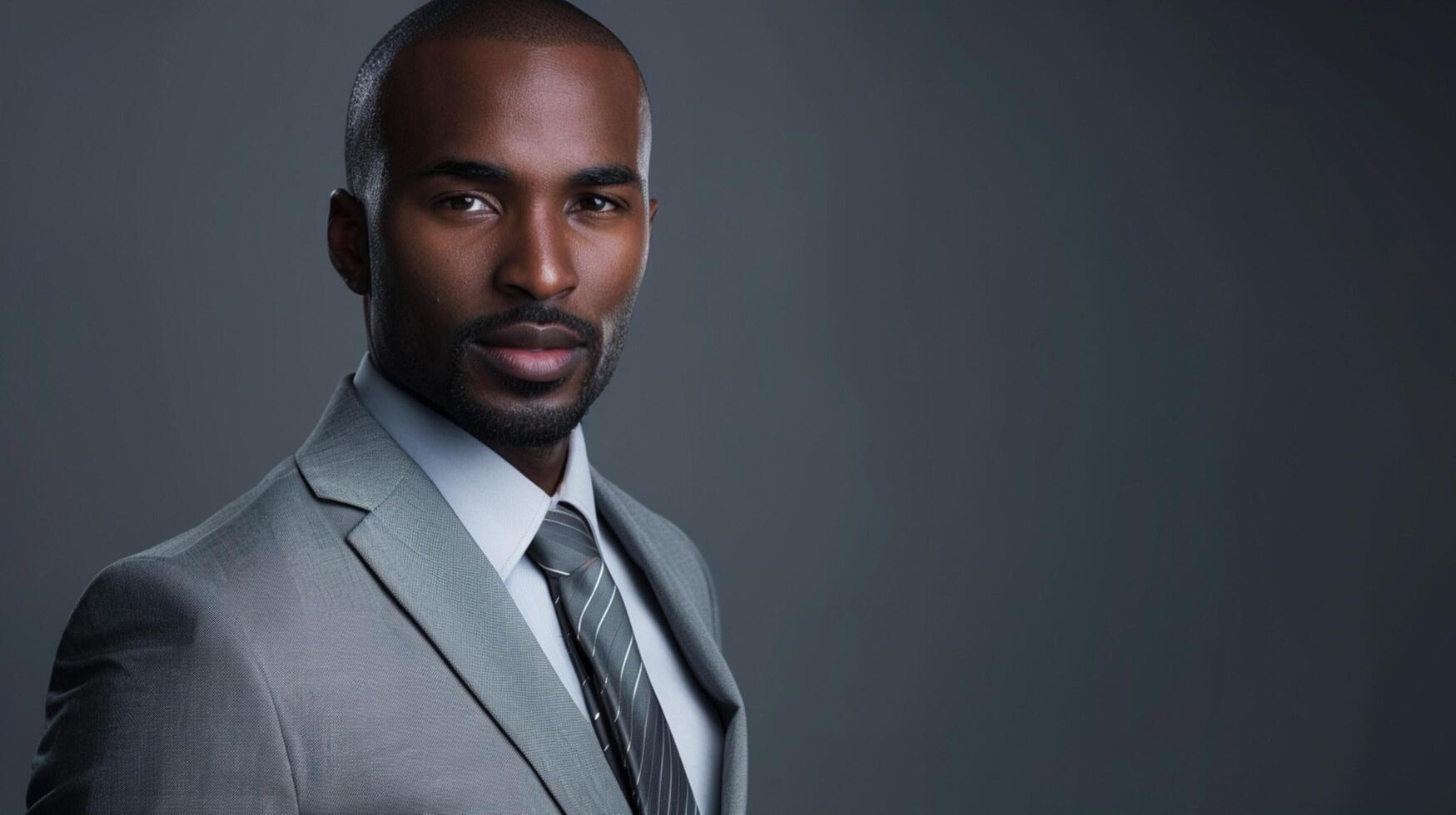 africano americano empresario en gris traje estudio foto