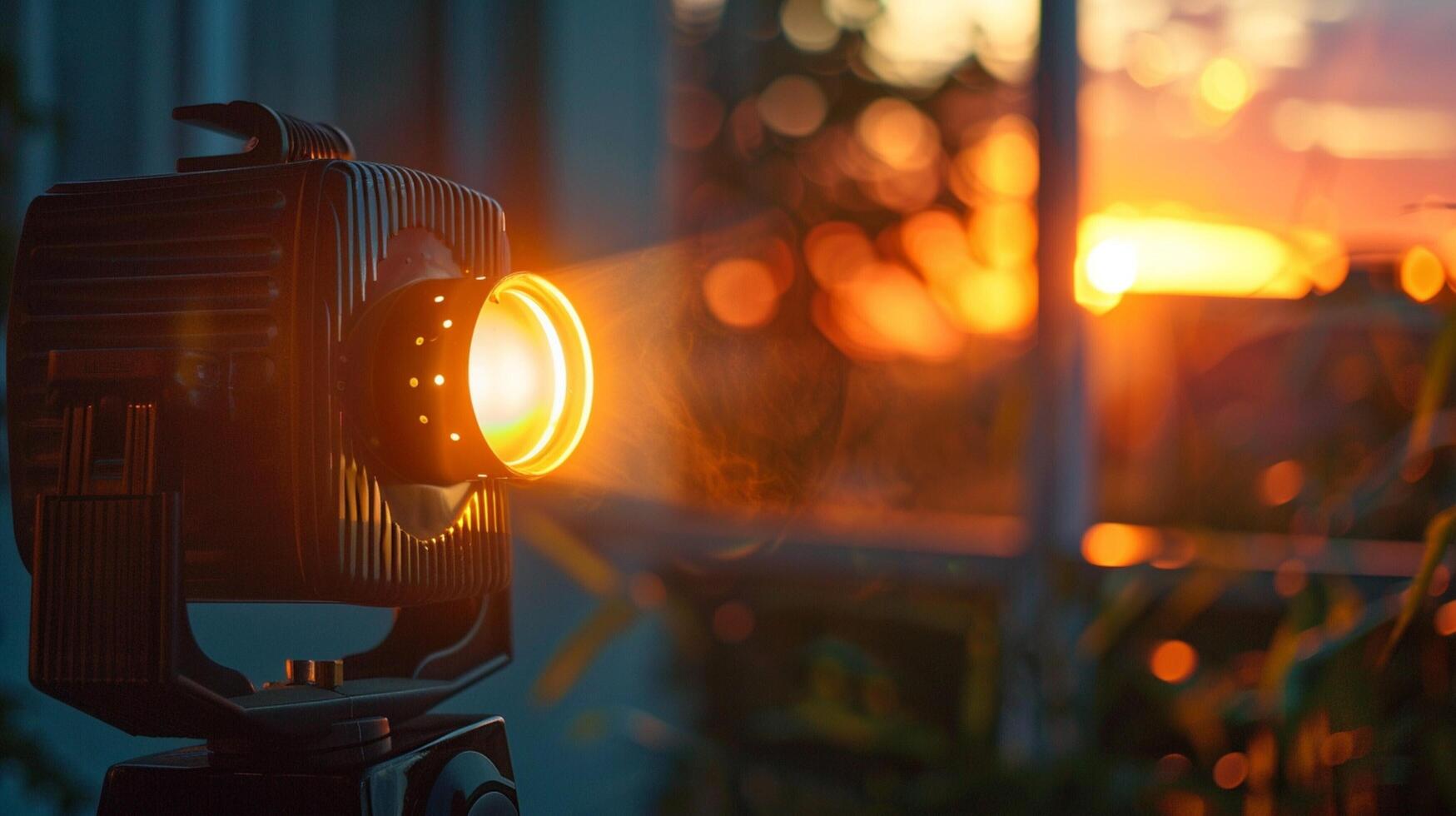 aesthetic background with light sunset projector photo