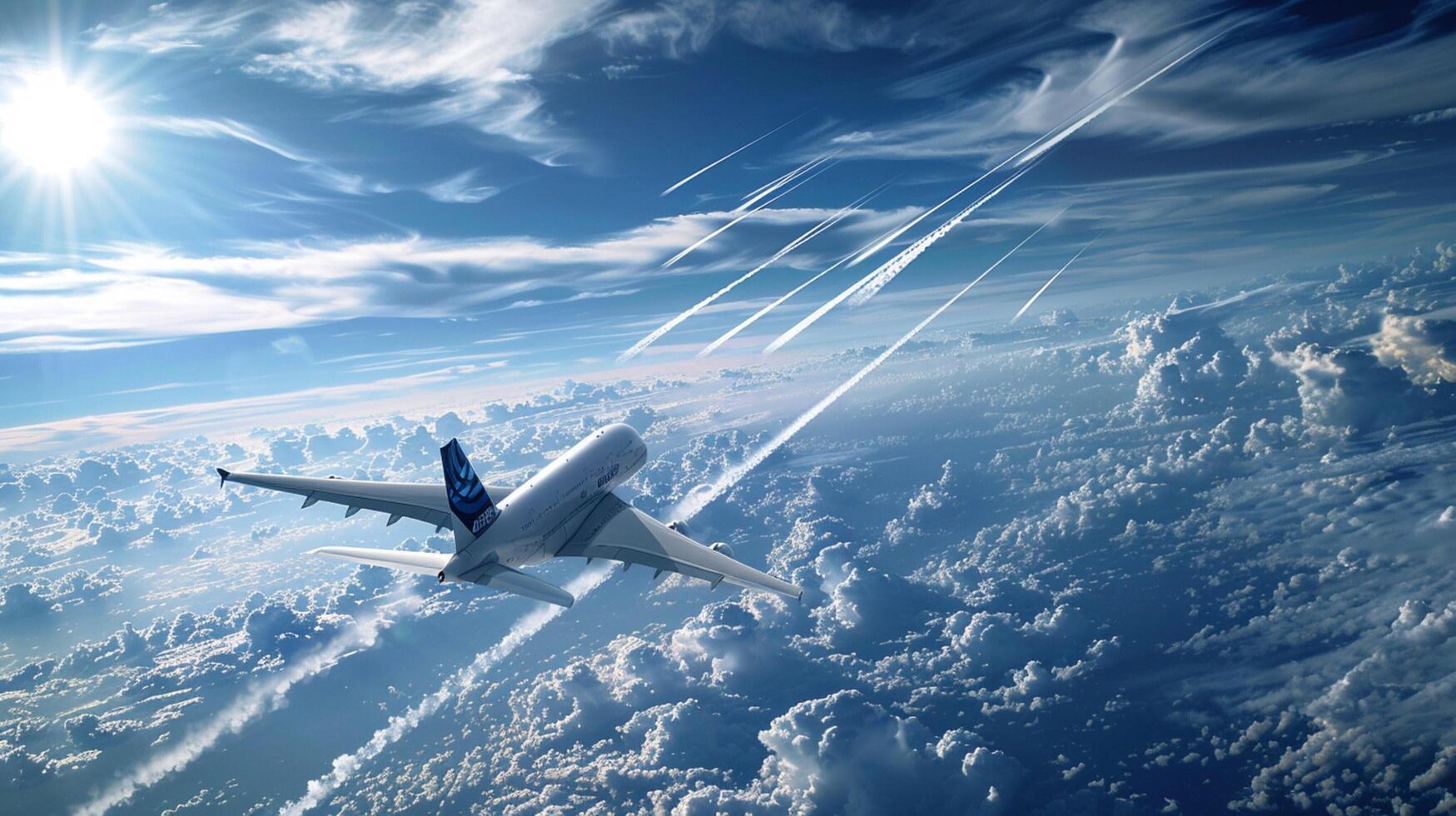 airplanes soaring in the blue skies luxury travel photo