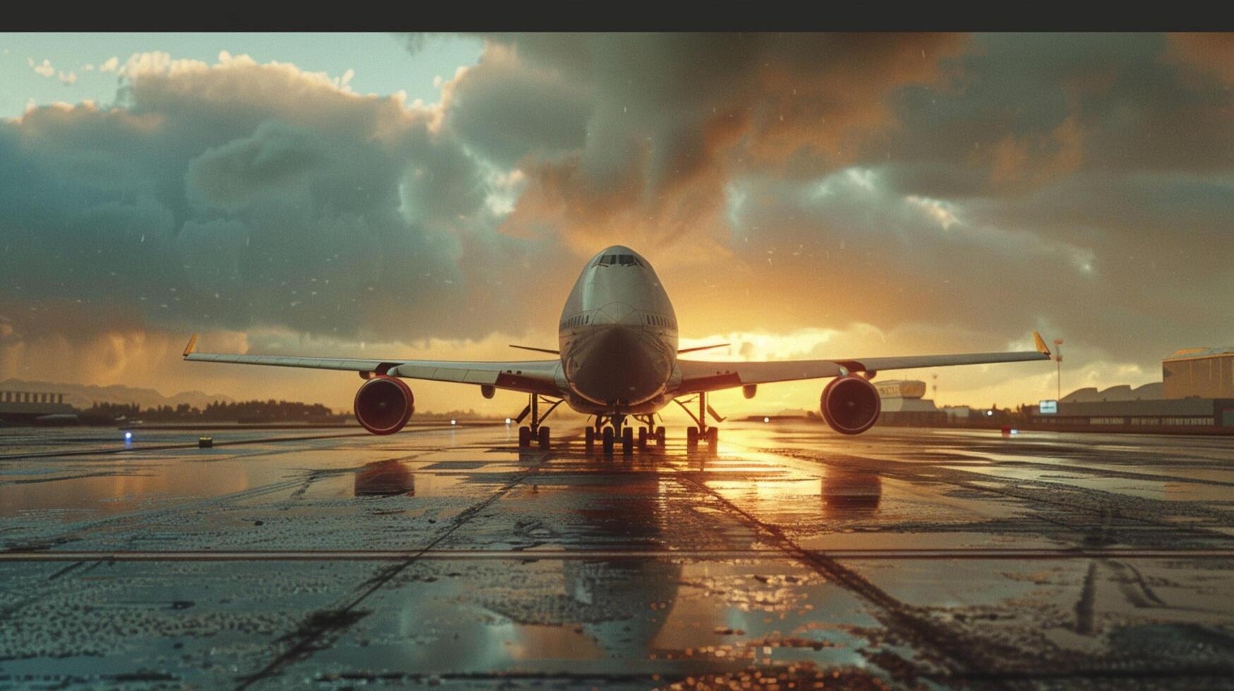 airplane in the track front view photo