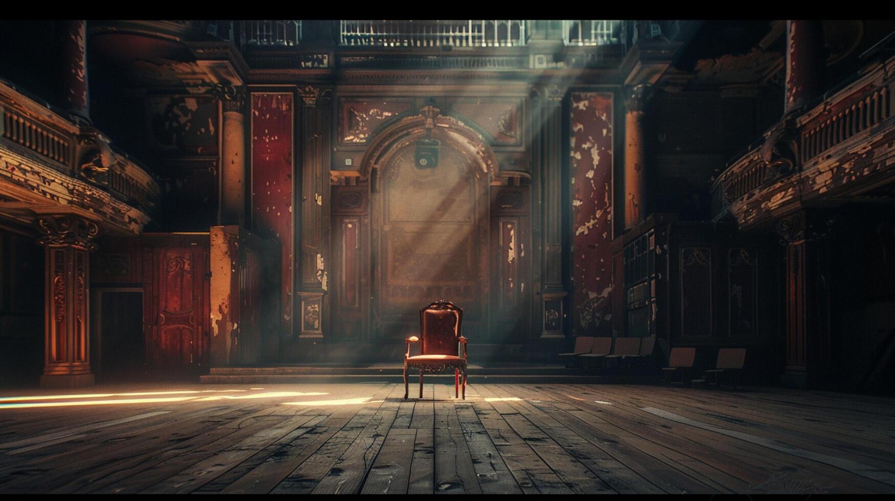 ancient auditorium empty stage old chair illuminate photo
