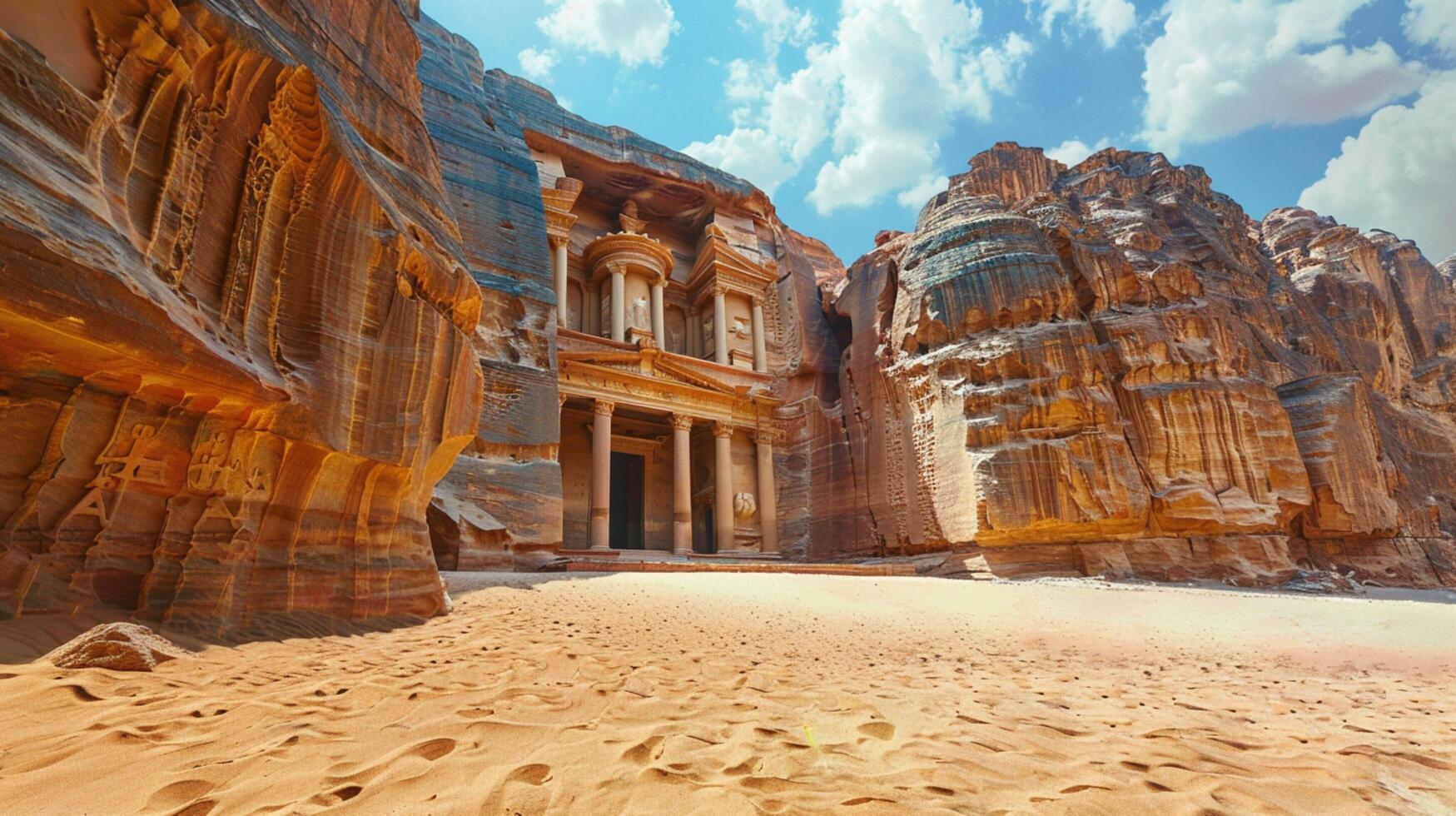 ancient sandstone ruins majestic architecture photo