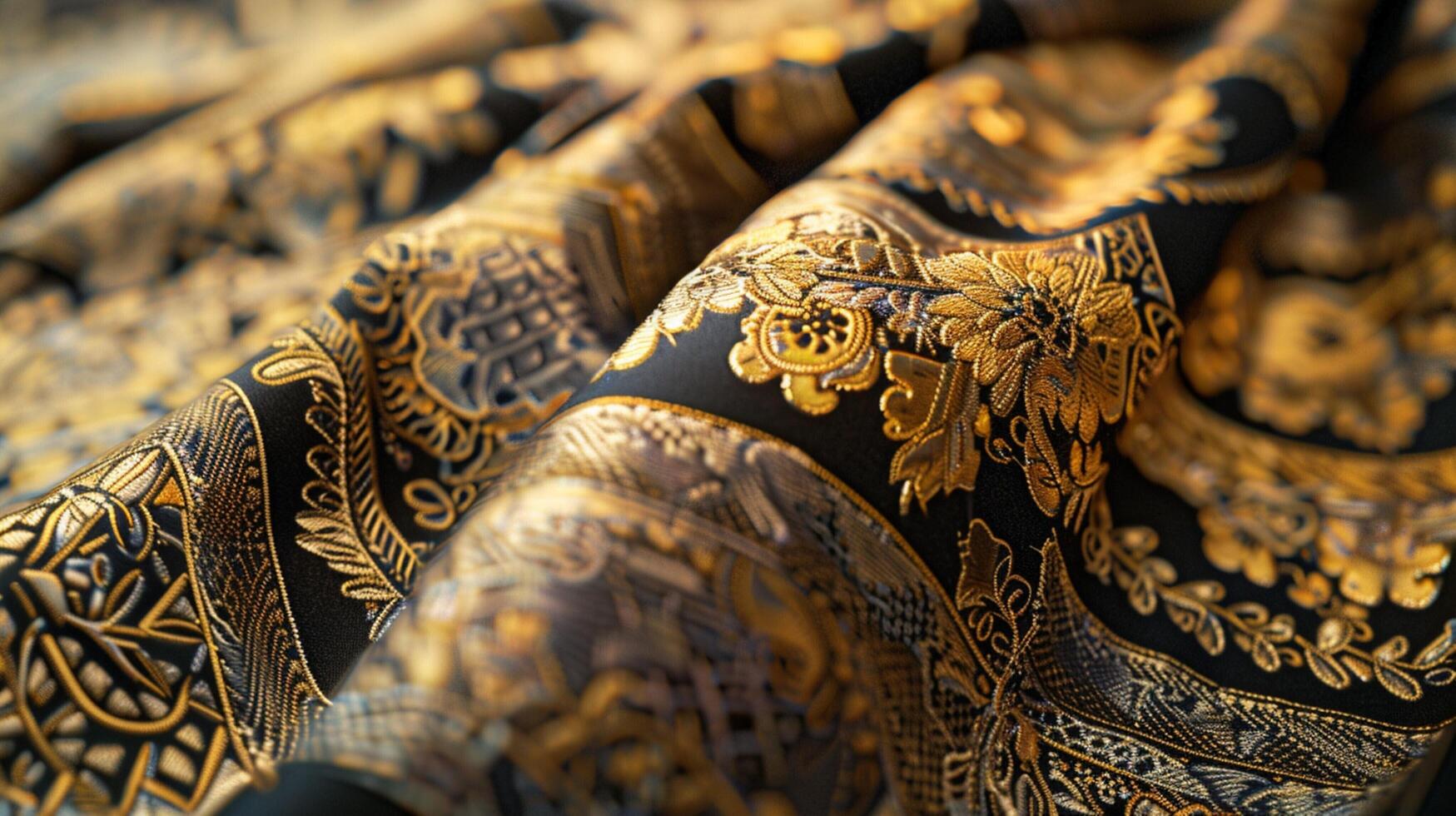 ancient silk garment with intricate gold embroid photo