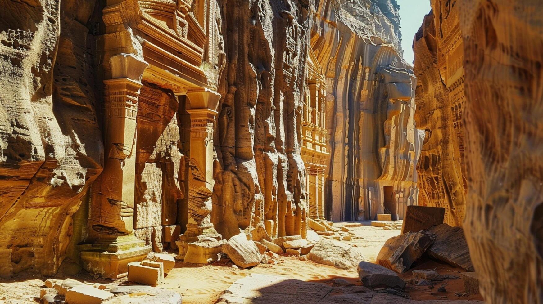 ancient sandstone ruins majestic architecture photo