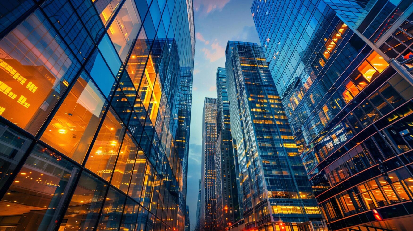 architecture of a modern city building at dusk photo