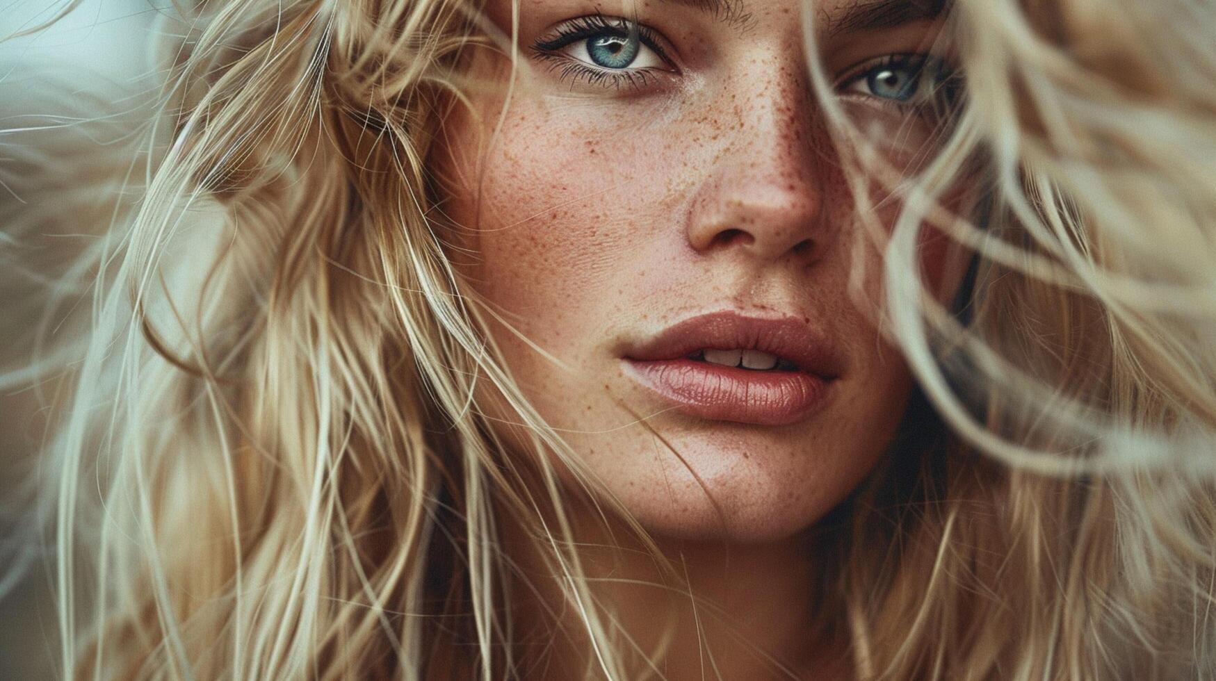 beautiful fashion model with long blond hair look photo