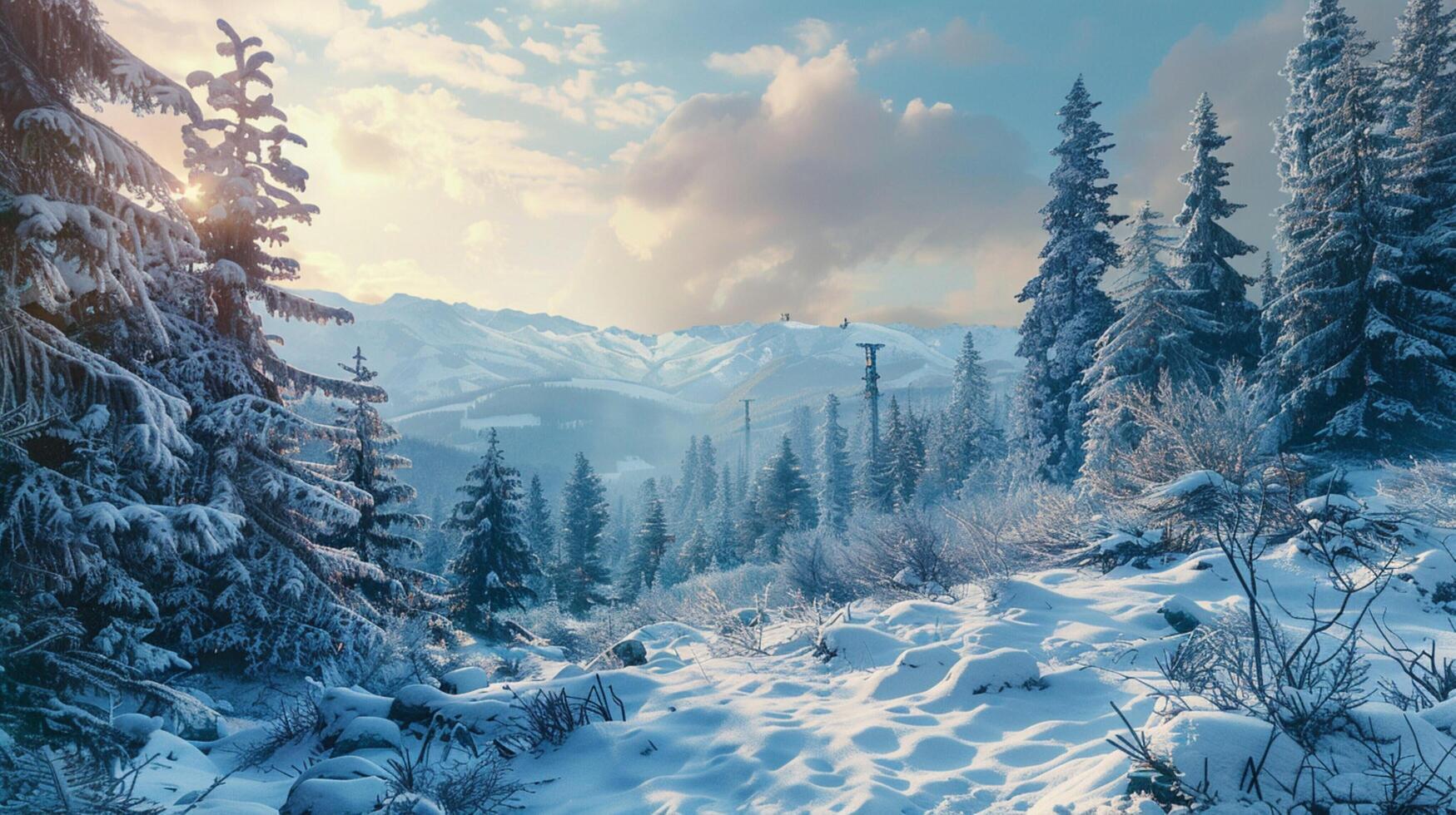 beautiful winter nature landscape amazing mountain photo