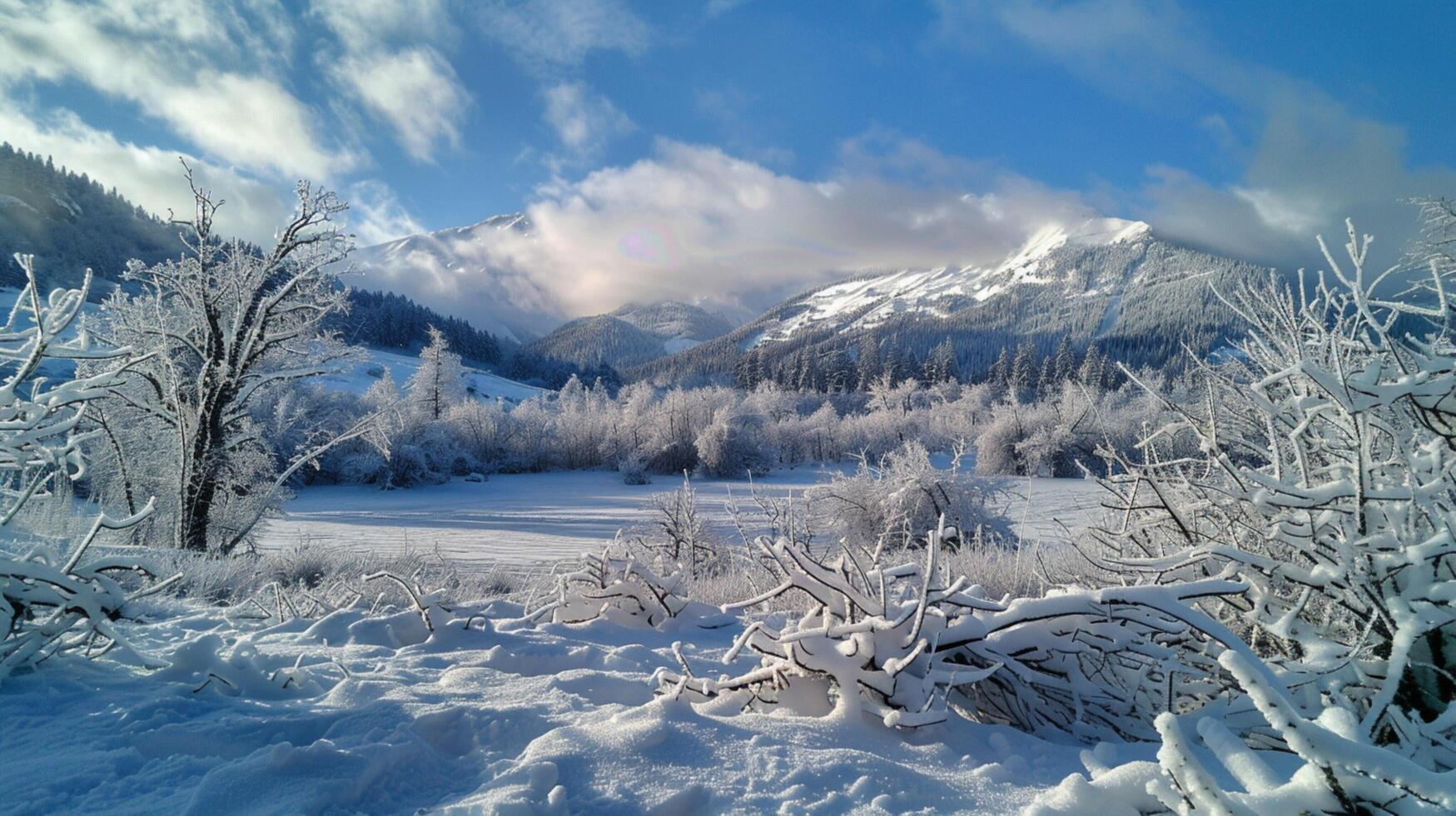 beautiful winter nature landscape amazing mountain photo