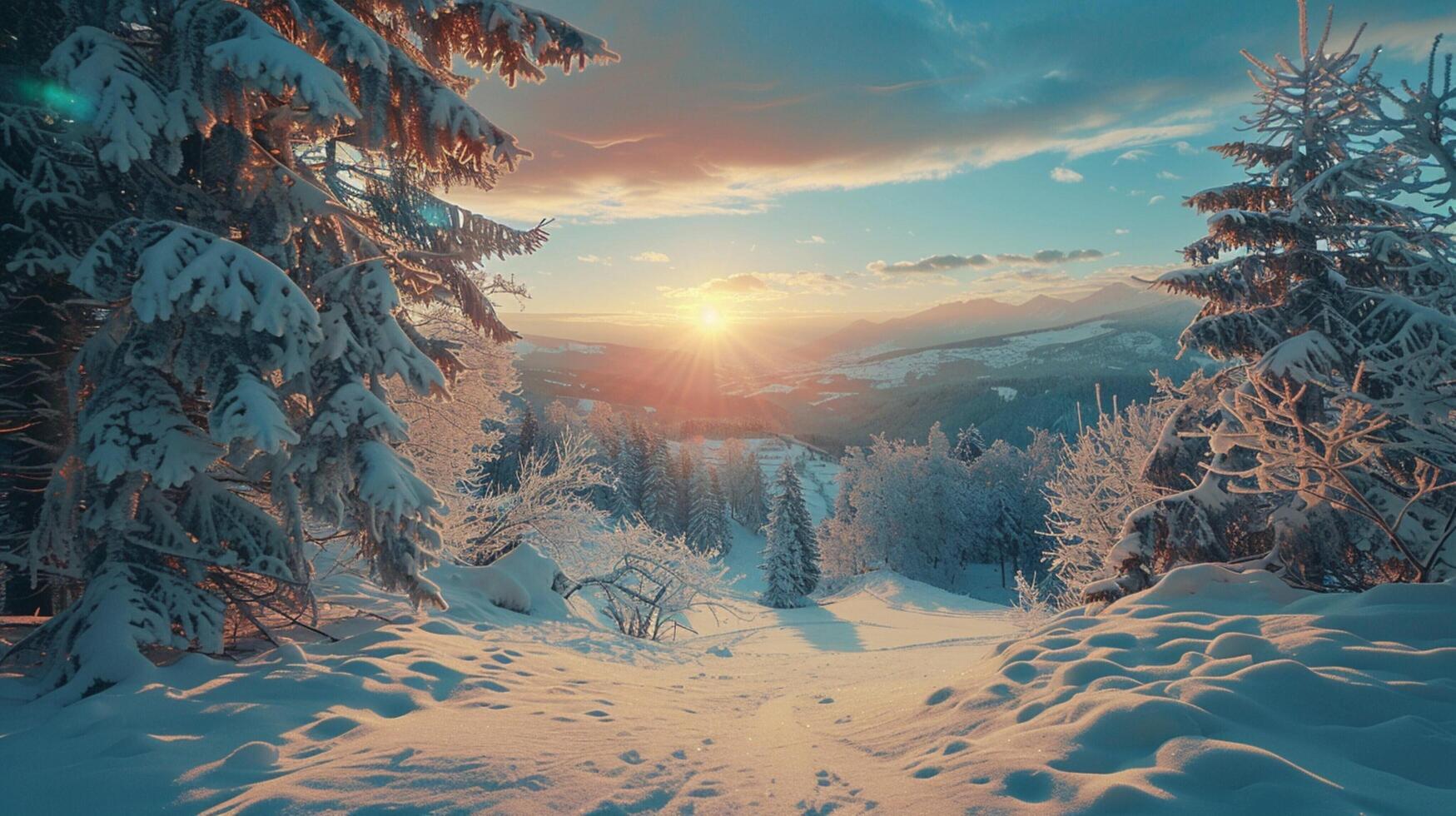 beautiful winter nature landscape amazing mountain photo