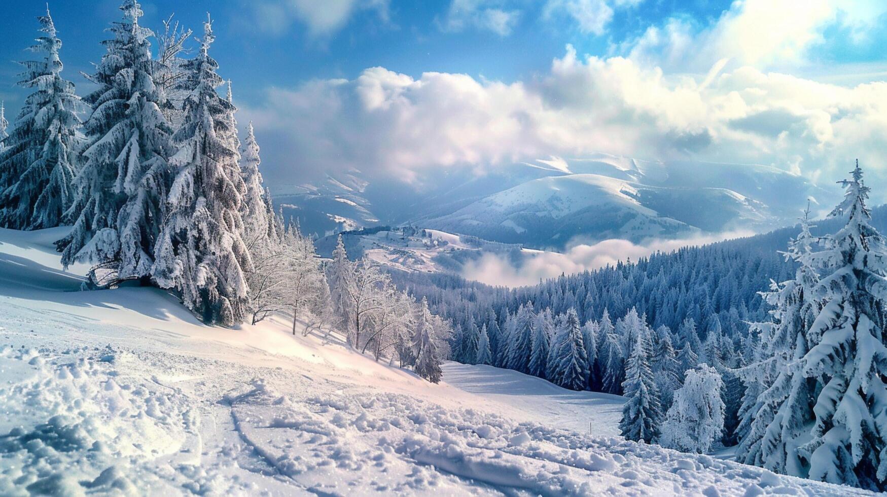 beautiful winter nature landscape amazing mountain photo