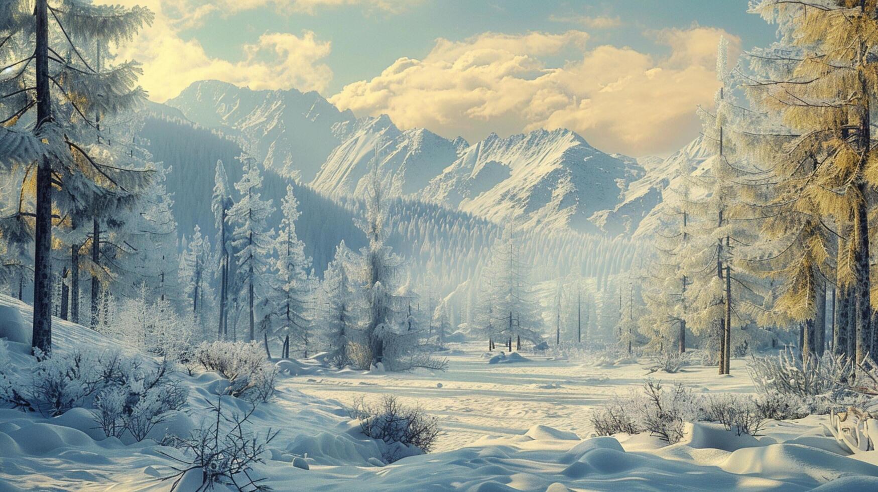 beautiful winter nature landscape amazing mountain photo