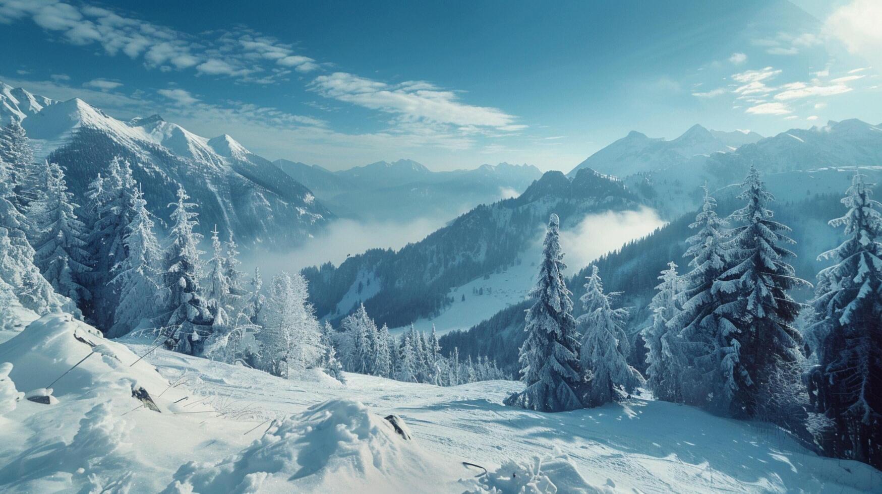 beautiful winter nature landscape amazing mountain photo