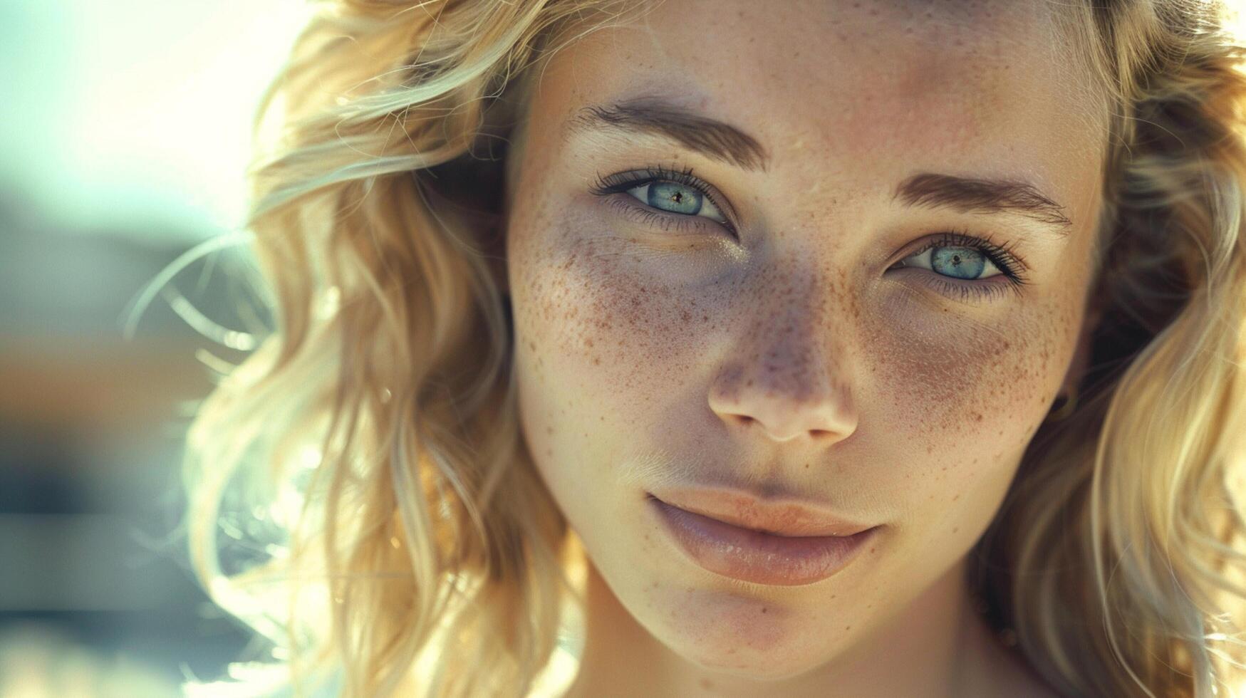 beautiful young woman with blond hair looking photo