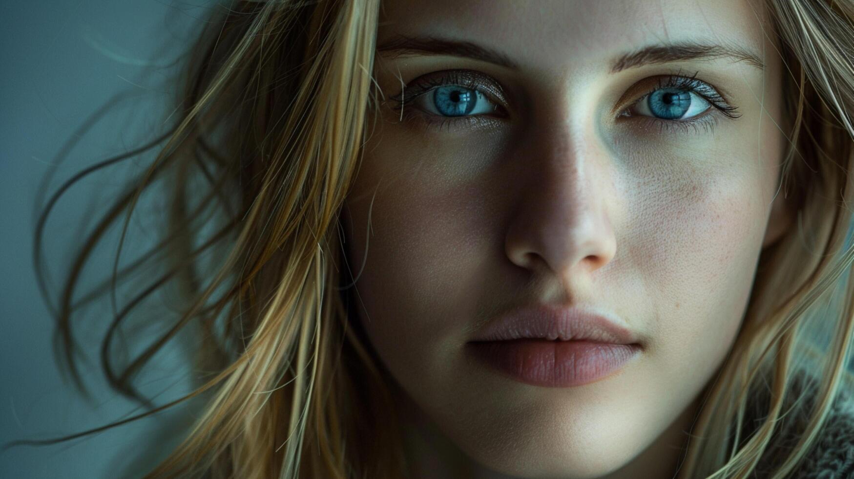 beautiful young woman with blond hair looking photo
