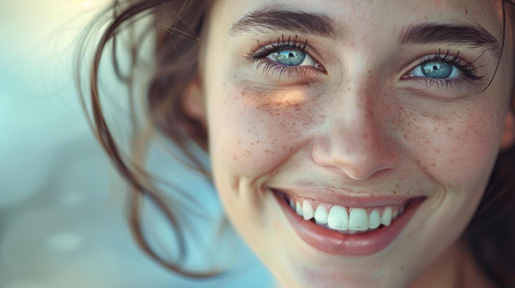 beautiful young women with toothy smiles indoors photo