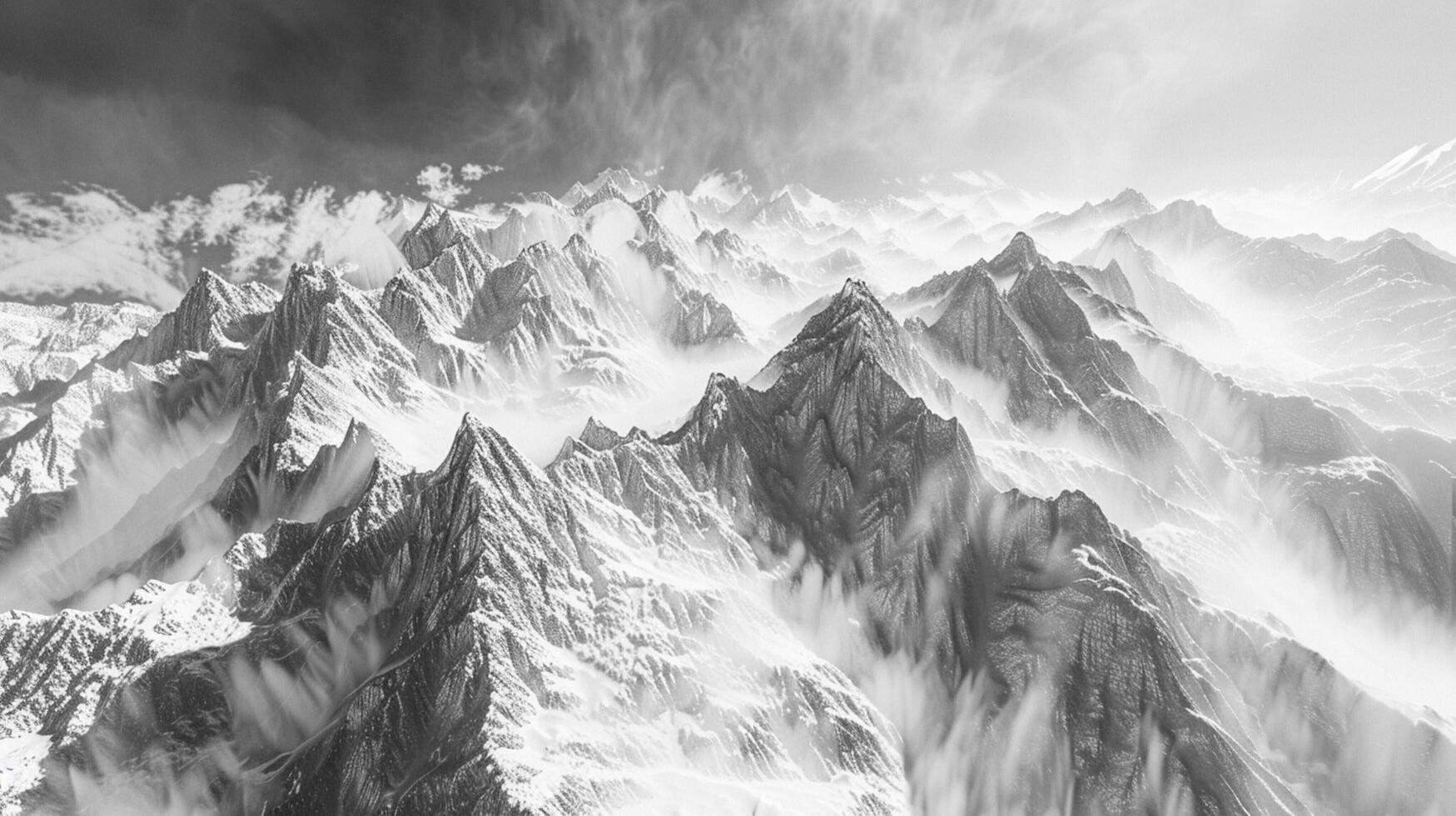 black and white landscape mountain range in view photo