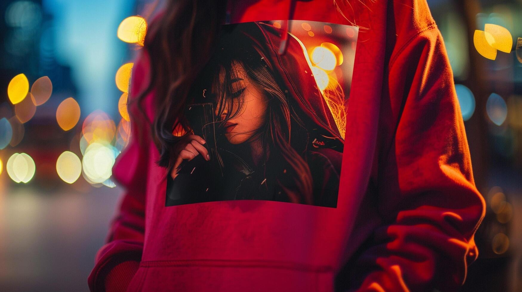 bff printed on red hoodie detailed high quality photo