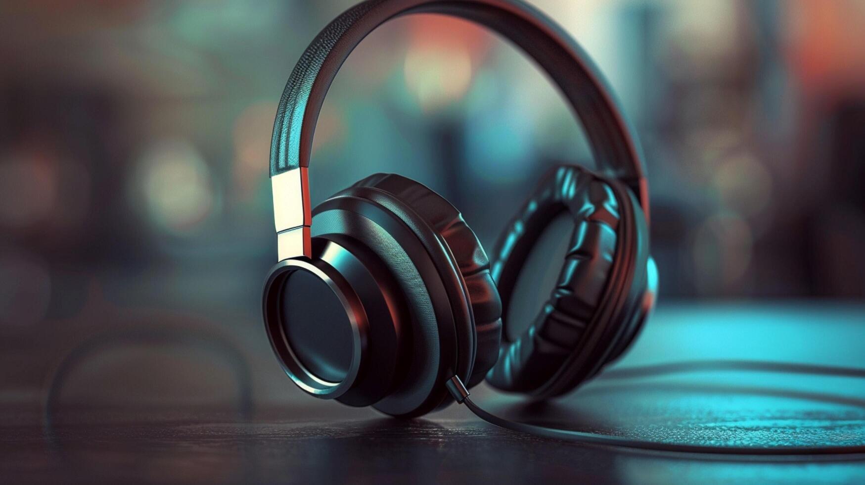 black headphones digital device detailed high quality photo