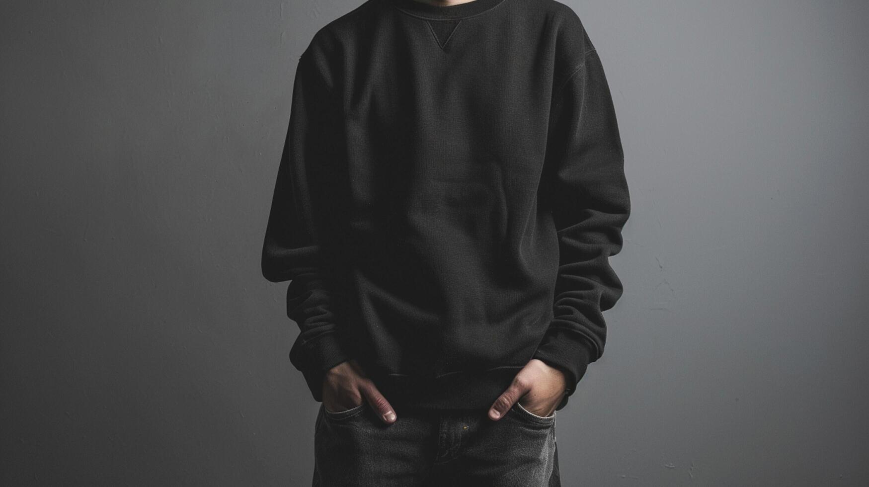 black sweater apparel shoot with design space photo