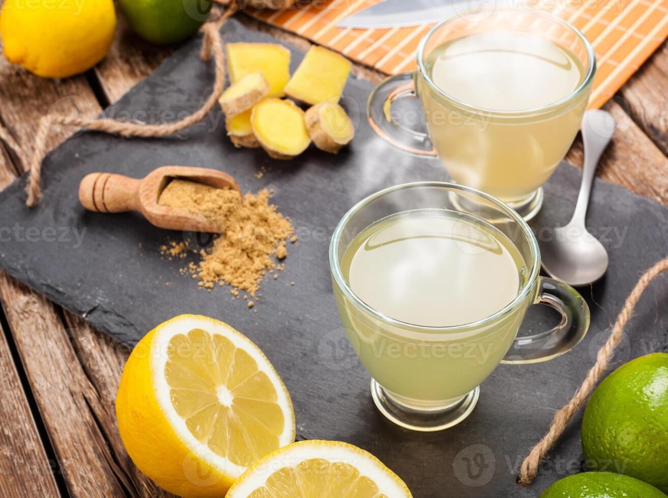Drink with ginger and lemon. photo