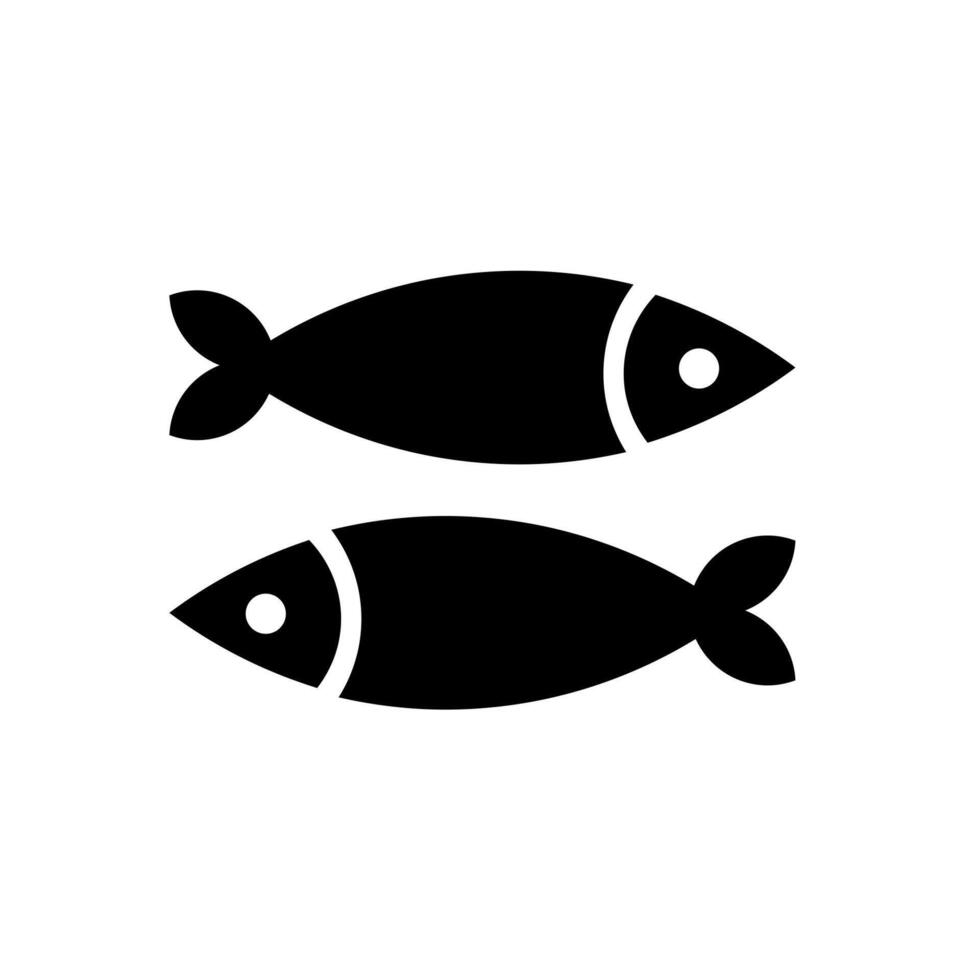 Two fish simple abstract black glyph icon or logo. vector