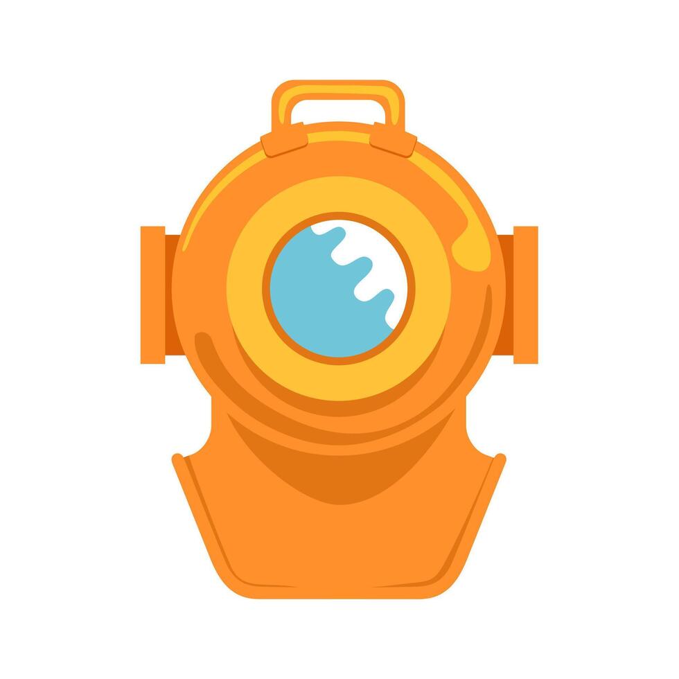 Old diving helmet. Cartoon illustration isolated on white background. vector