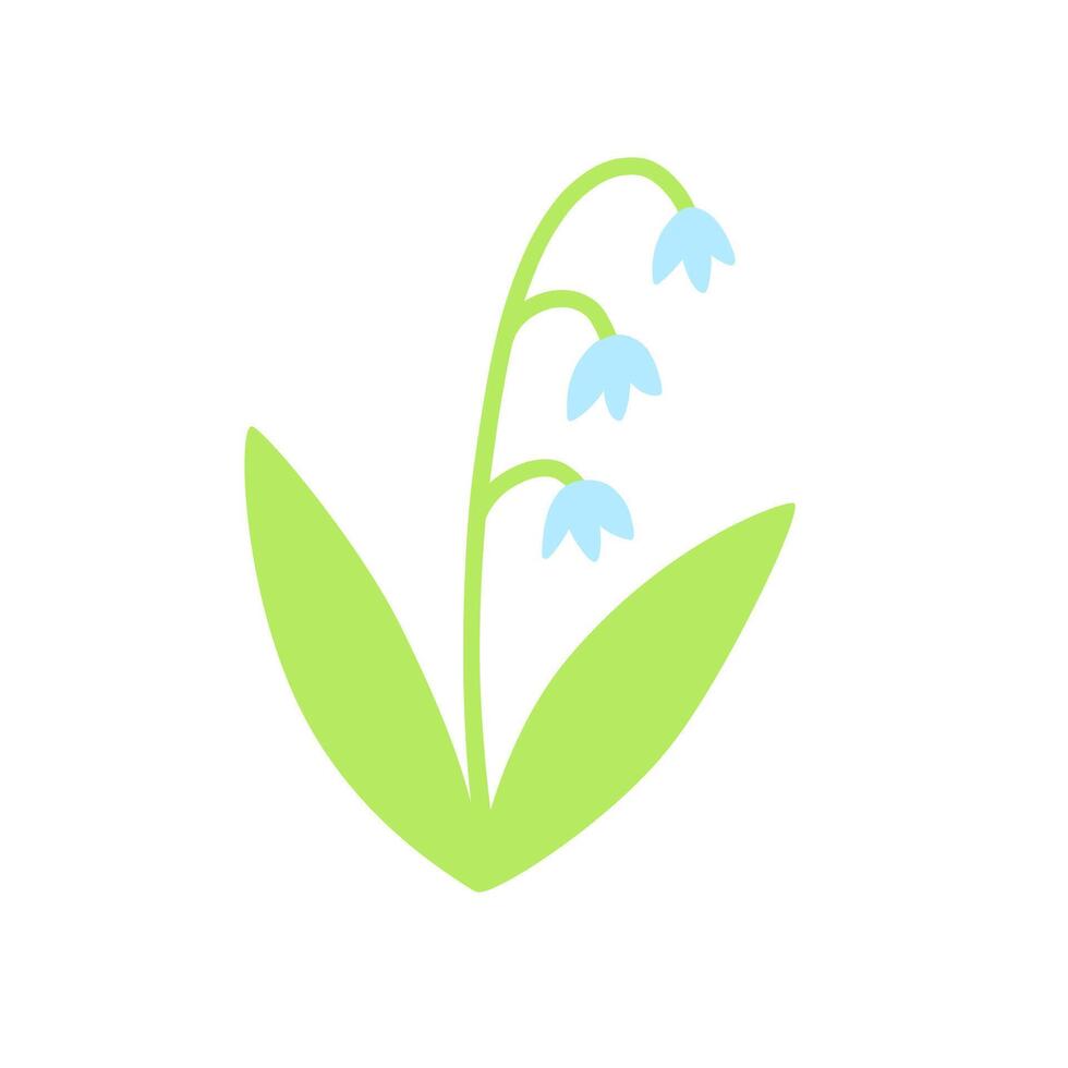 lilly de el Valle o mayo lirio floreciente planta. plano ilustración aislado en blanco. vector