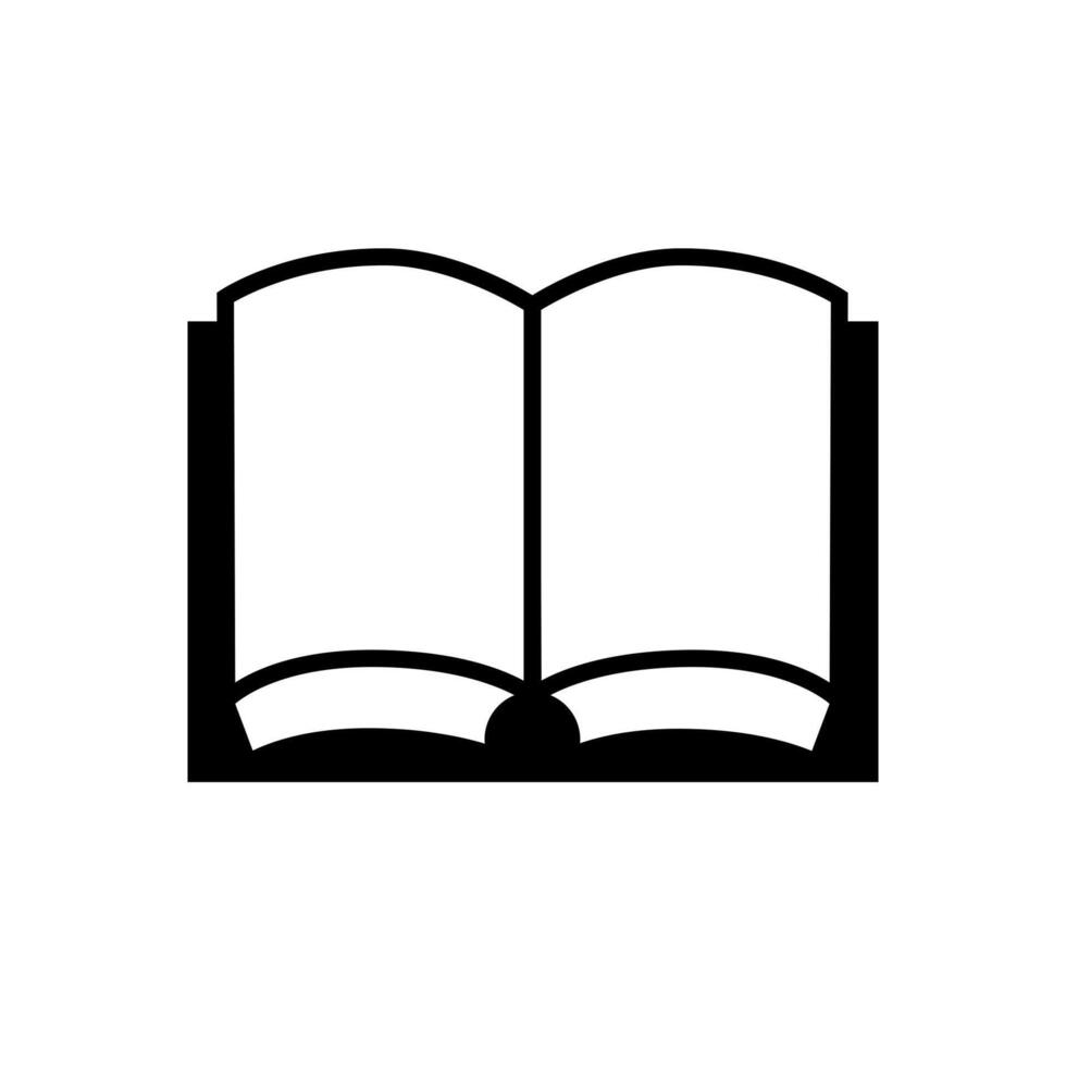 Open book black glyph icon. isolated on white. vector