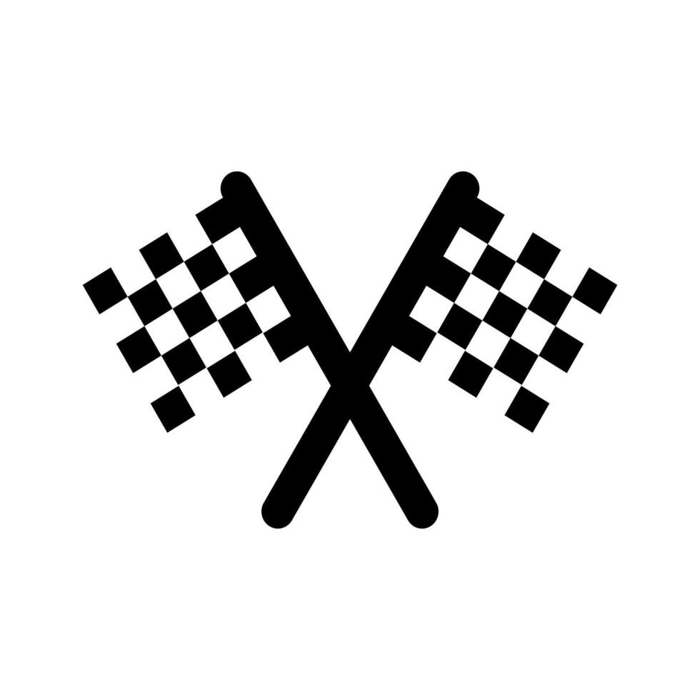 Two crossed checkered flags. Finish concept. Single black flat icon. vector