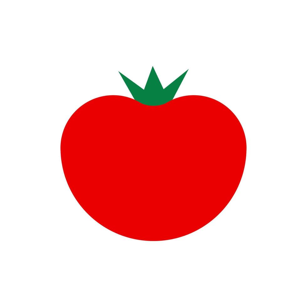 Red ripe single tomato. flat color icon isolated on white. vector