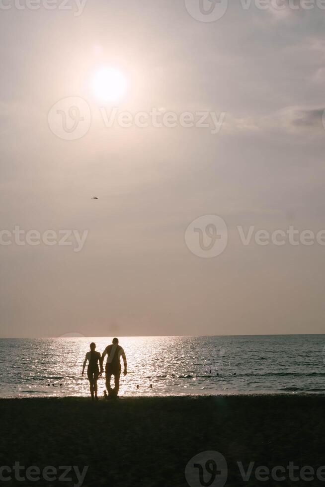 Evening time on the sea beach photo