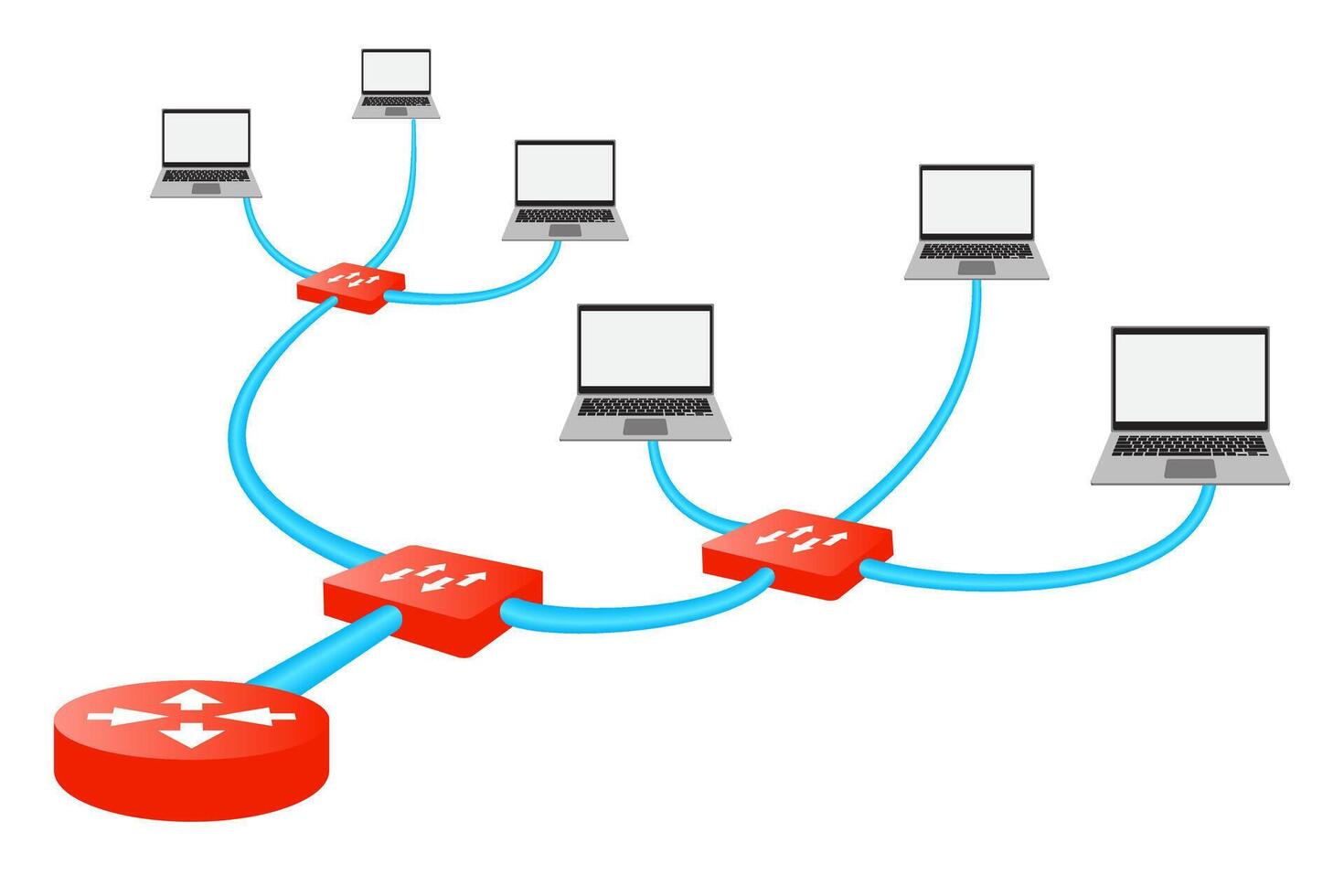 Local area network 3d diagram. Internet concept. vector