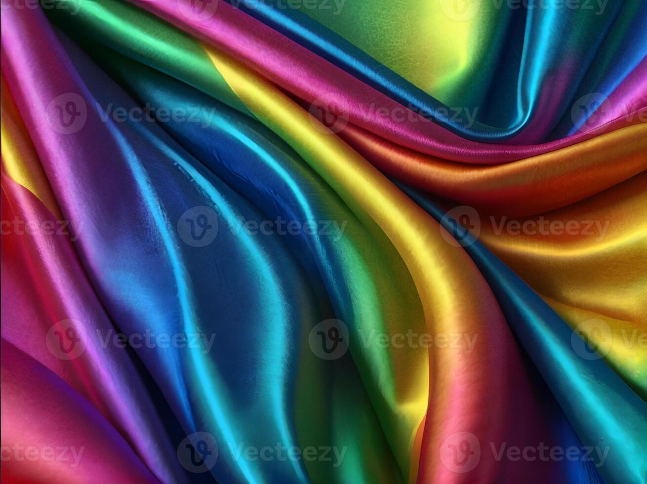 abstract rainbow background of waves. drapery silk fabric with multicolored iridescences photo