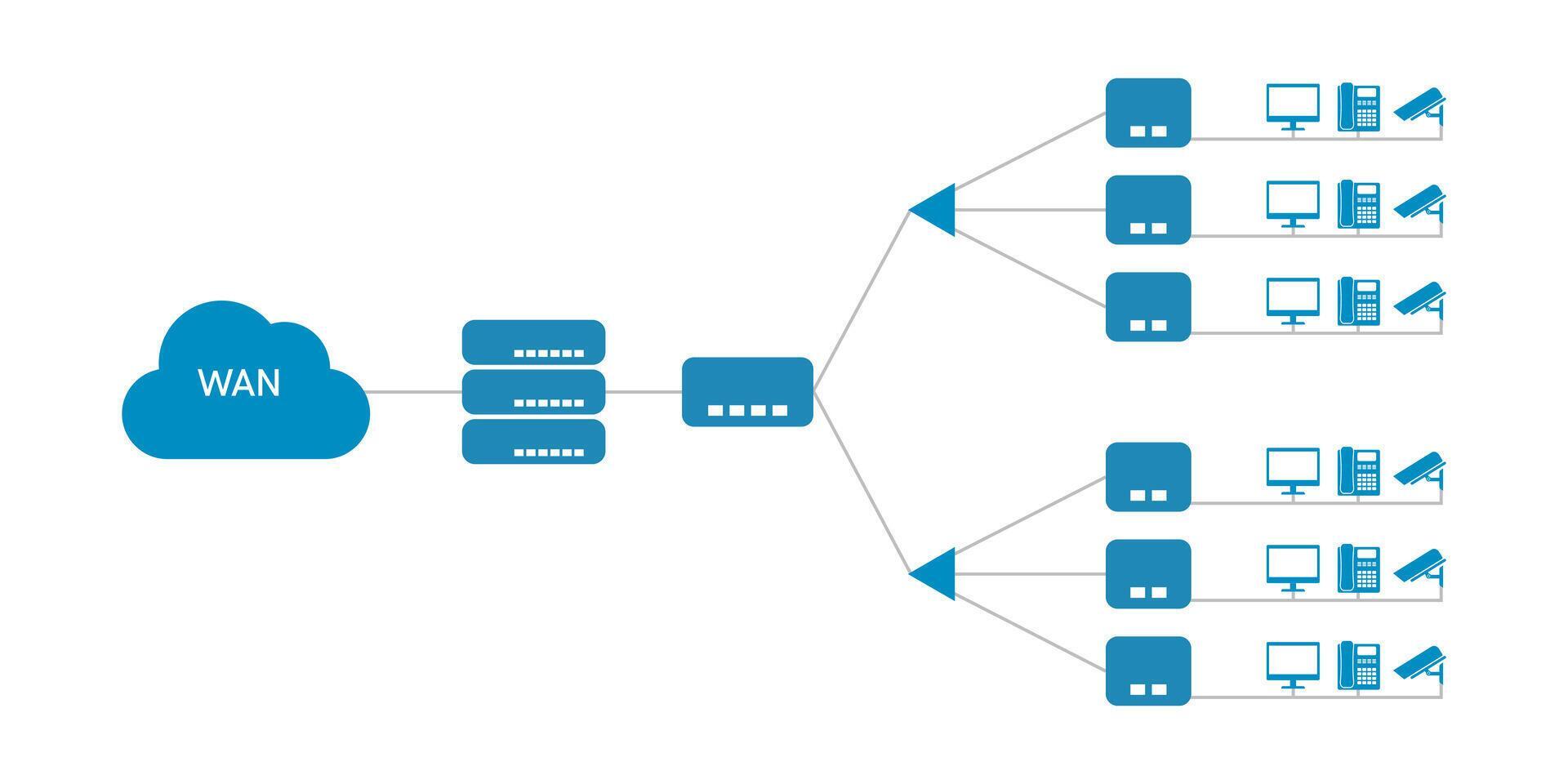 PON network diagram. Passive Optical Network Equipment PON. Optical