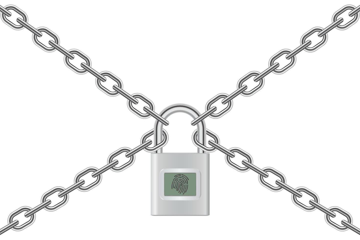 3d design of padlock with chain isolated on white background. vector