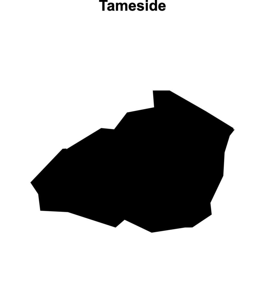 Tameside blank outline map vector