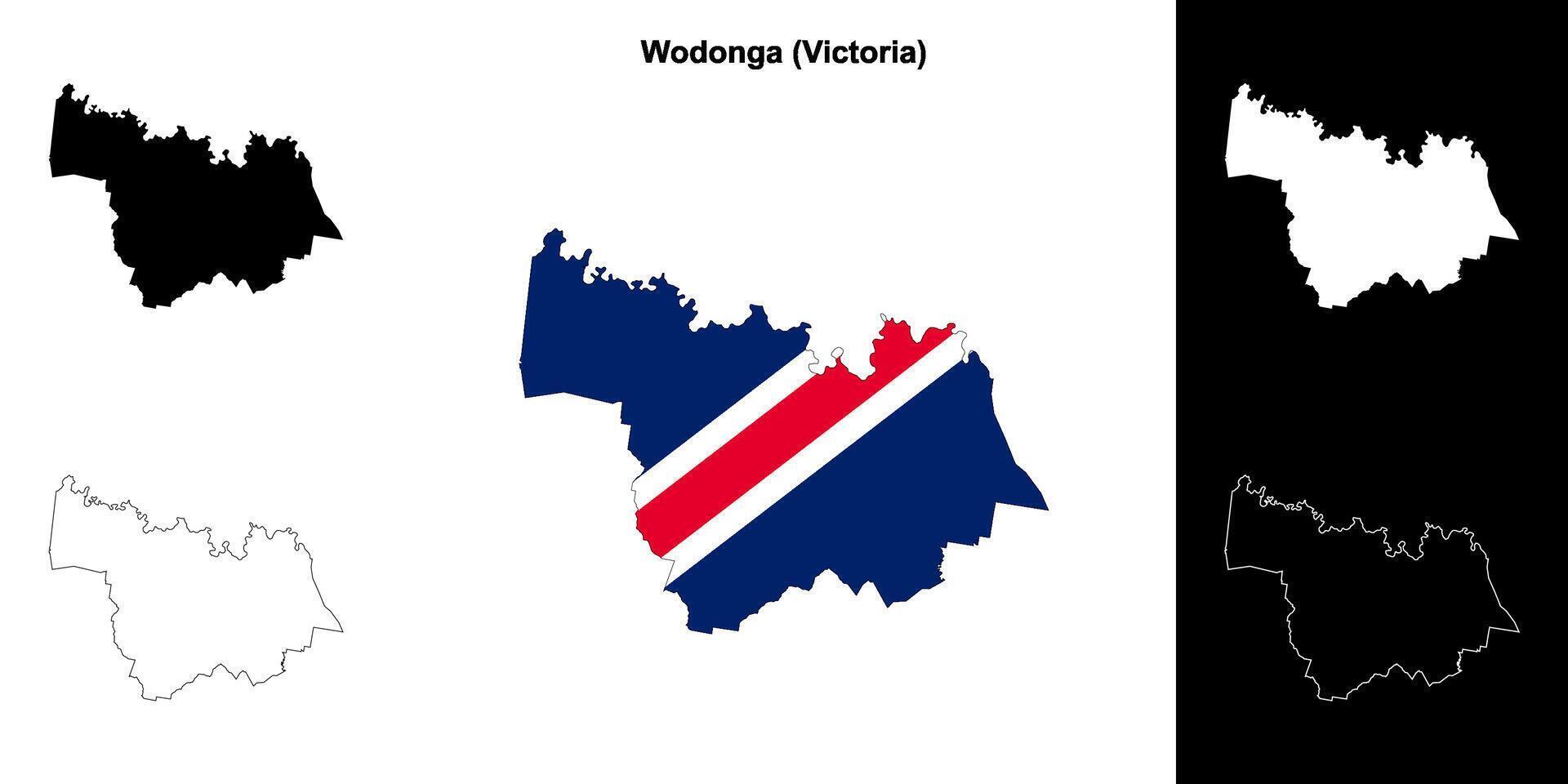 wodonga blanco contorno mapa conjunto vector