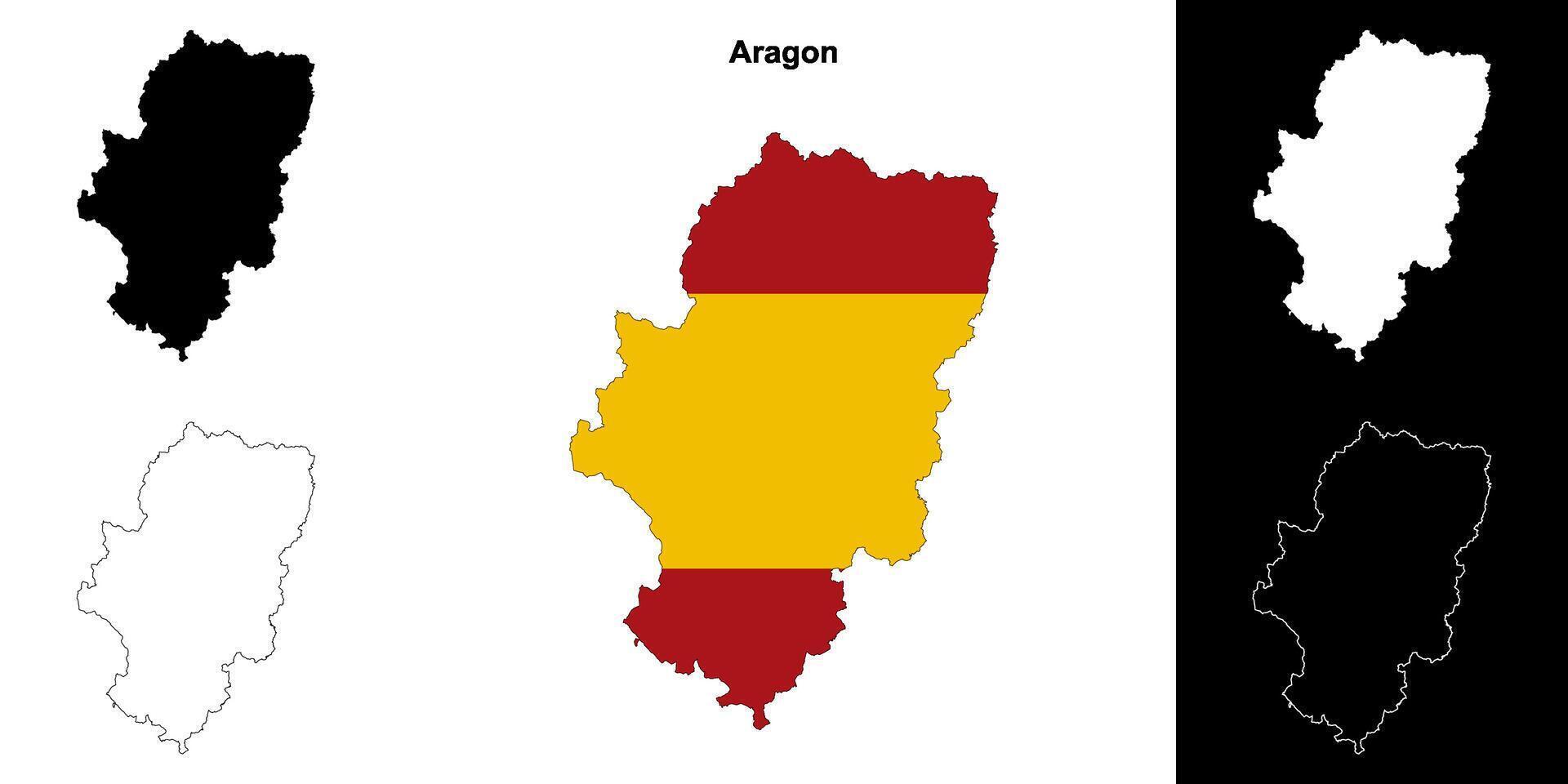 Aragon outline map vector