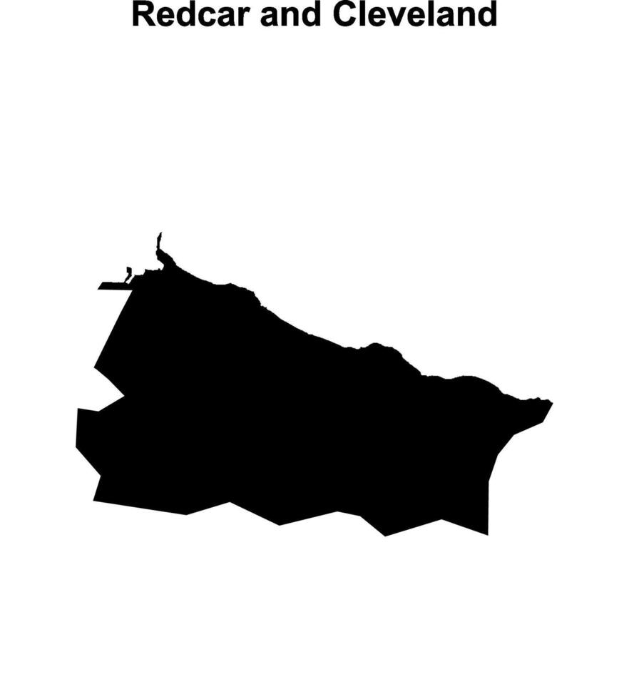 Redcar and Cleveland blank outline map vector