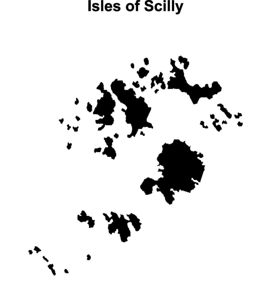 Isles of Scilly blank outline map vector