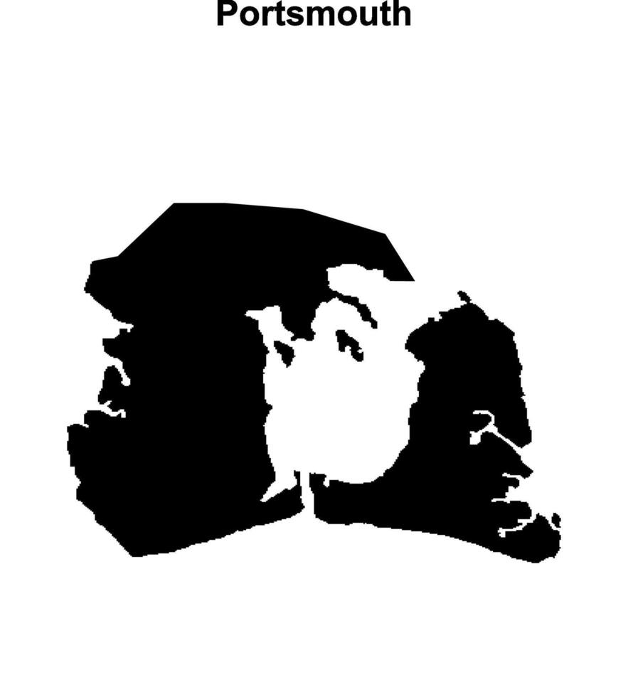 Portsmouth blank outline map vector
