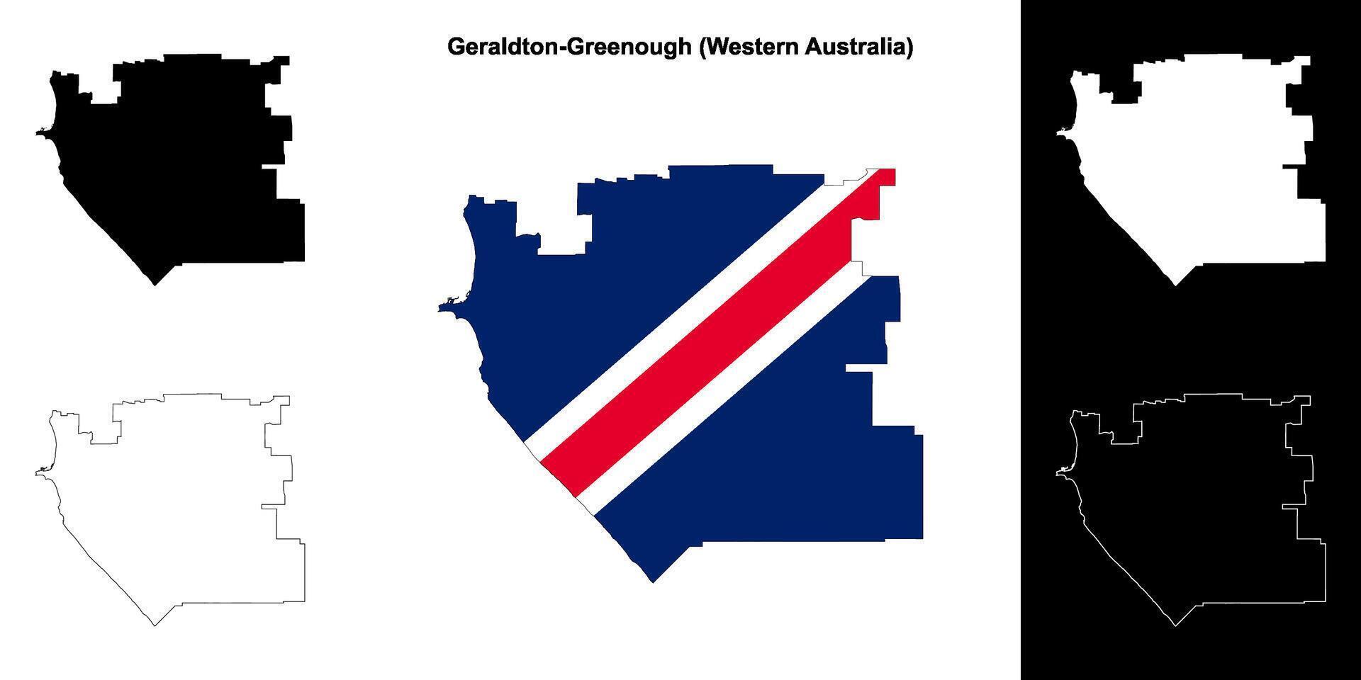 Geraldton-Greenough blank outline map set vector