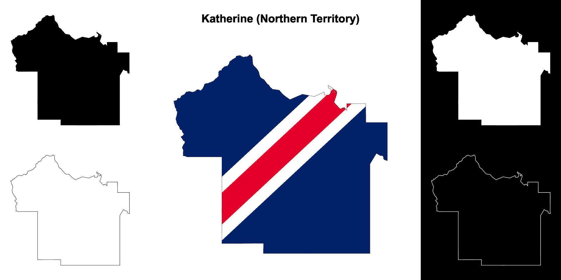 Katherine blank outline map set vector