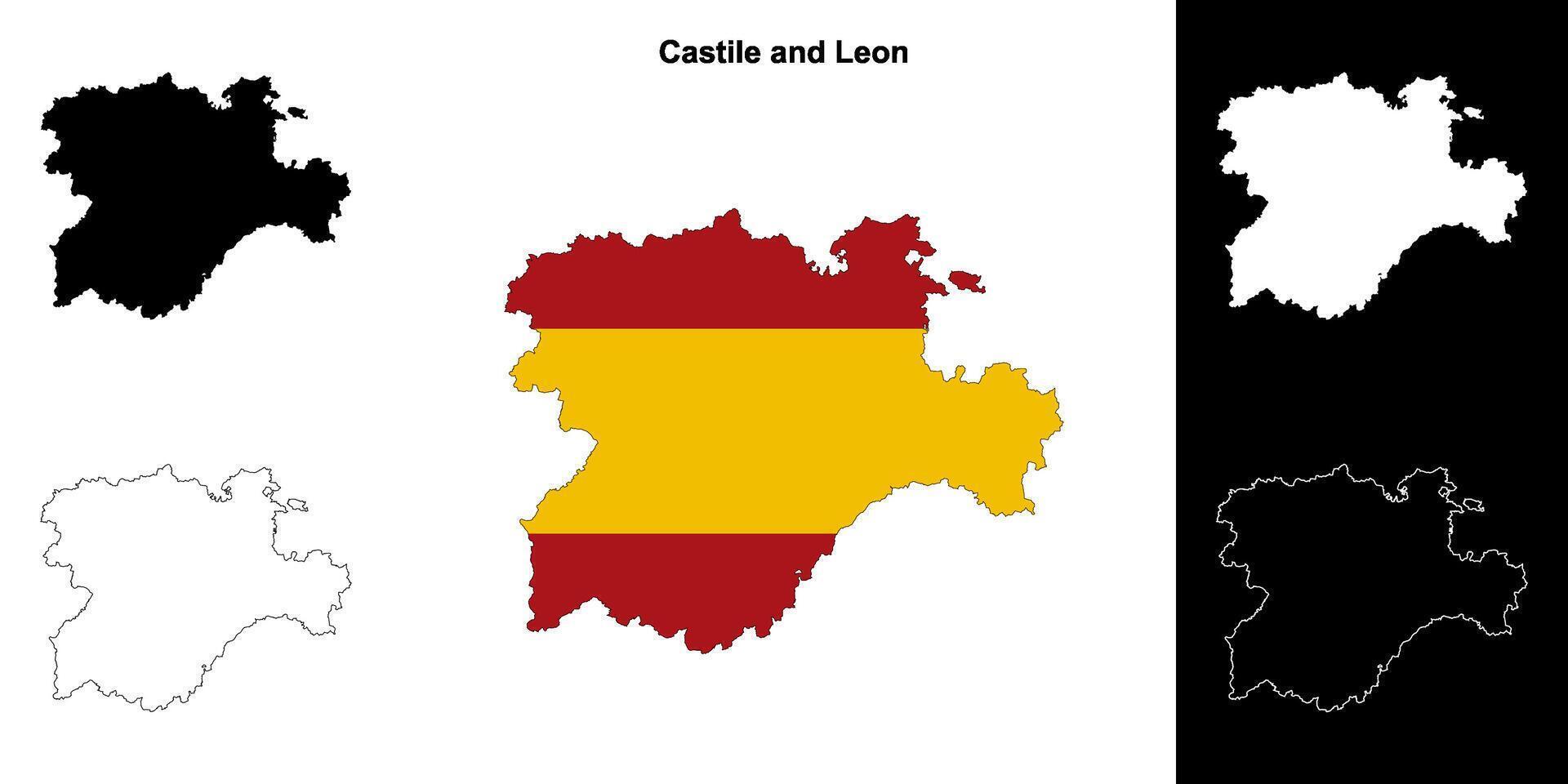 Castile and Leon outline map vector