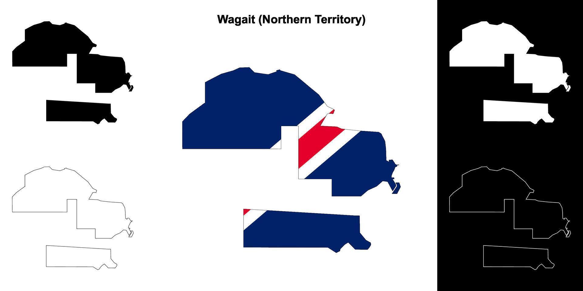 Wagait blank outline map set vector