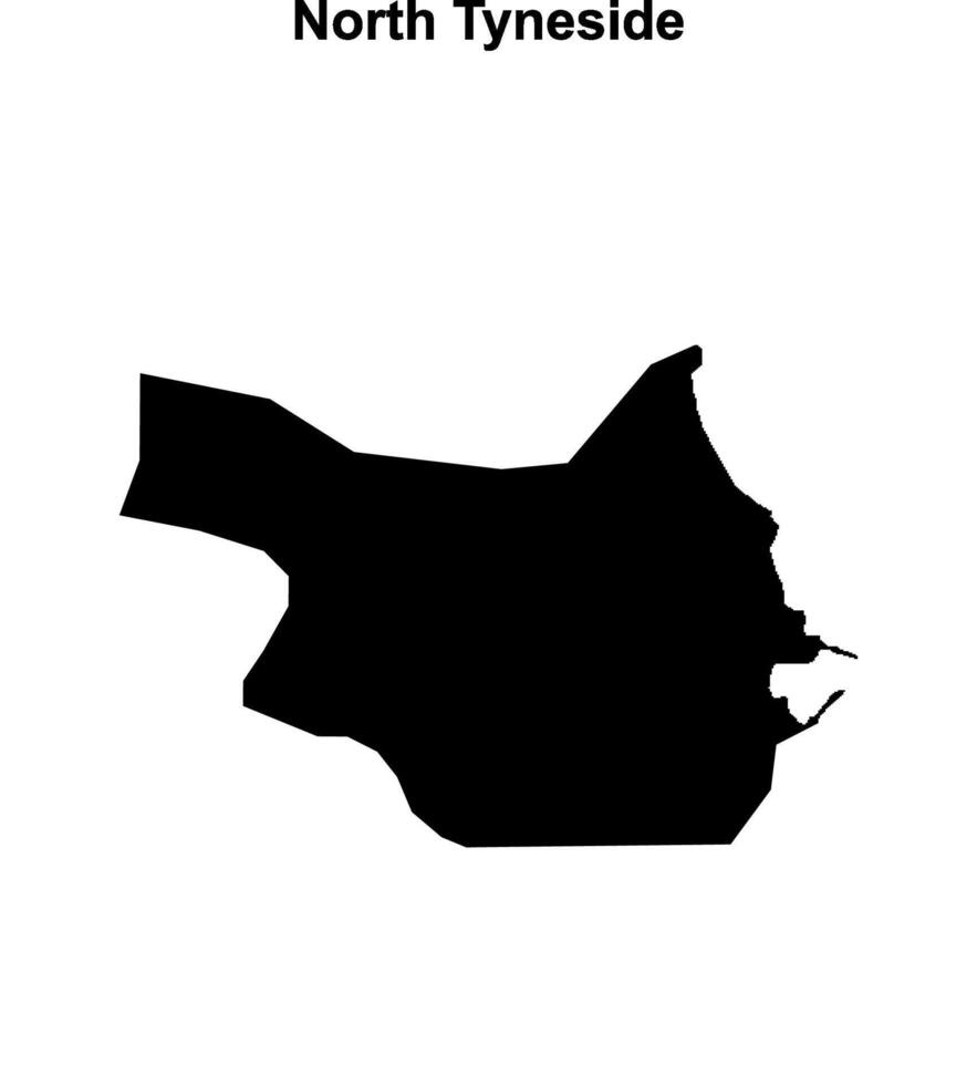 North Tyneside blank outline map vector