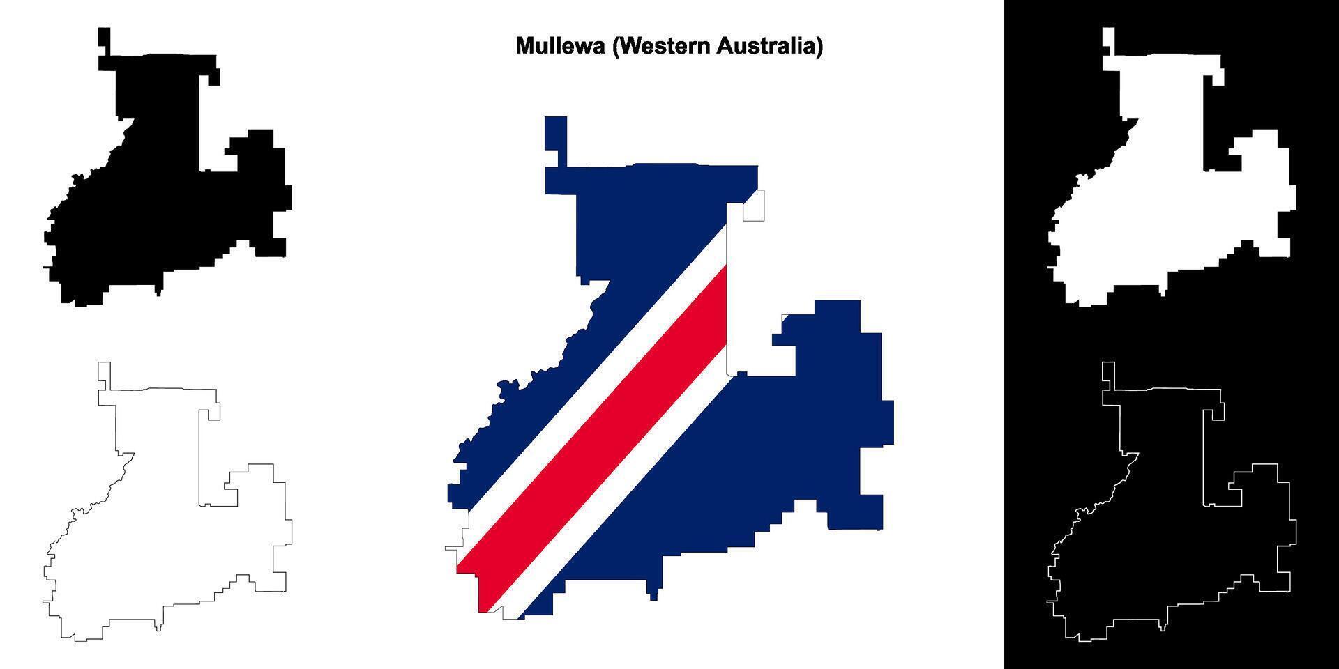 Mullewa blank outline map set vector