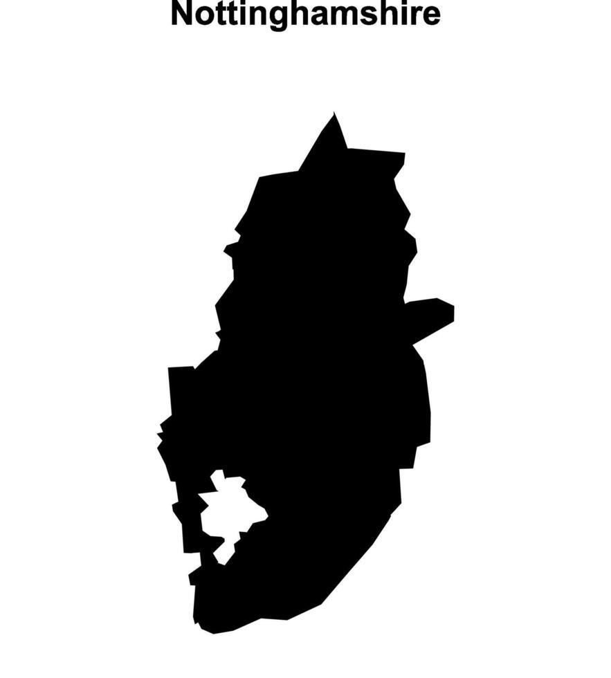 Nottinghamshire blank outline map vector