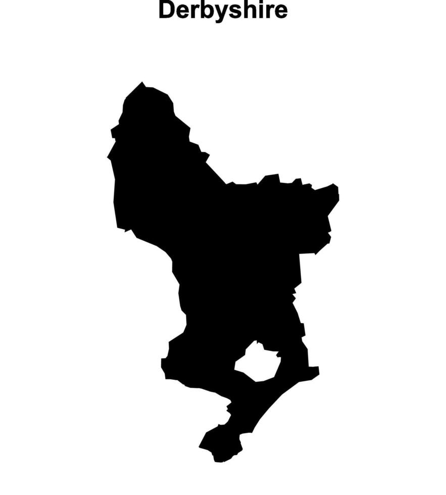 Derbyshire blank outline map vector