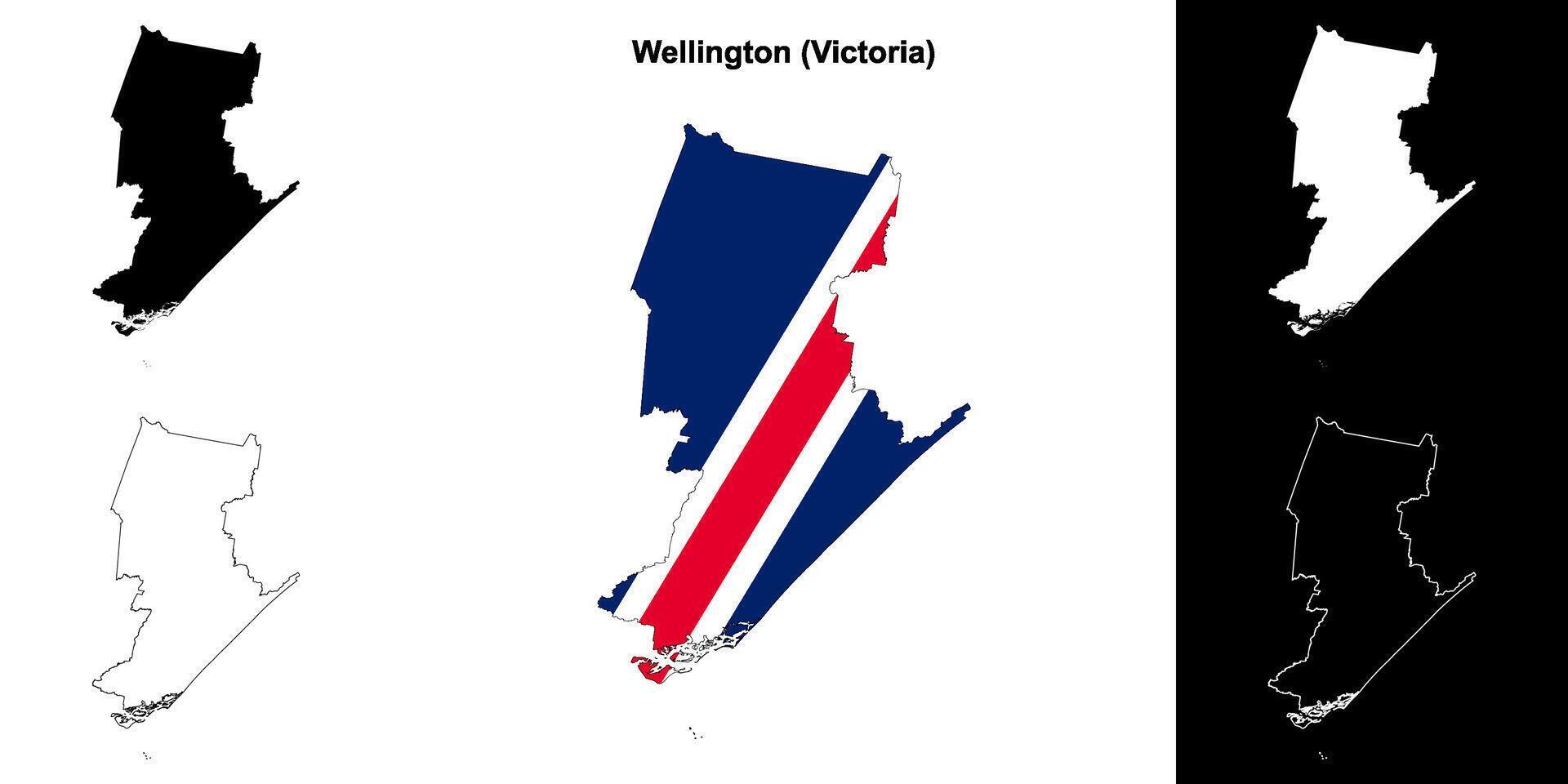 Wellington blank outline map set vector